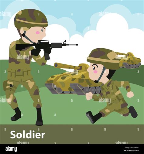 Arma De Soldado Militar Plana Caricatura Ilustración Vectorial Imagen