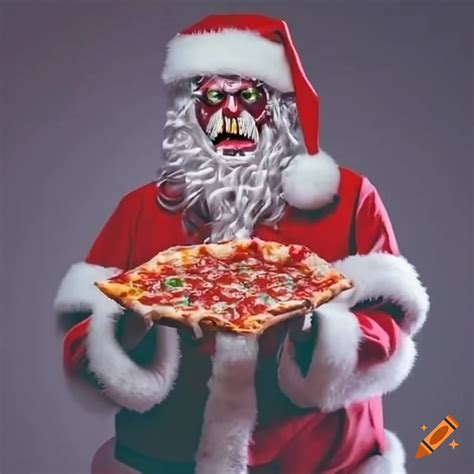 Funny Santa Eating Pizza