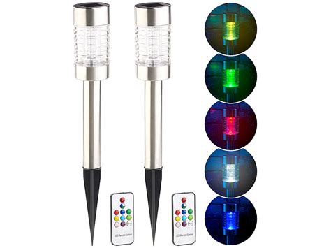 Solarleuchten für den garten aussuchen für jeden bereich des grundstücks gibt es eine vielförmige auswahl an schönen solarlampen, ob grünflächen, beete, wege oder hauswände. Lunartec Solar-Gartenlicht: 2er-Set Solar-RGB-LED ...
