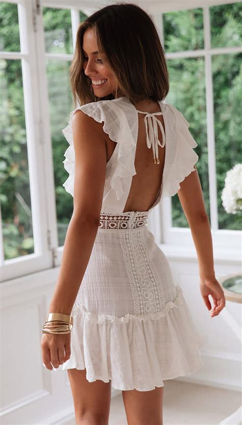 Women Summer Bohemian Beach Boho Dress Embroidery Lace White Dress Deep
