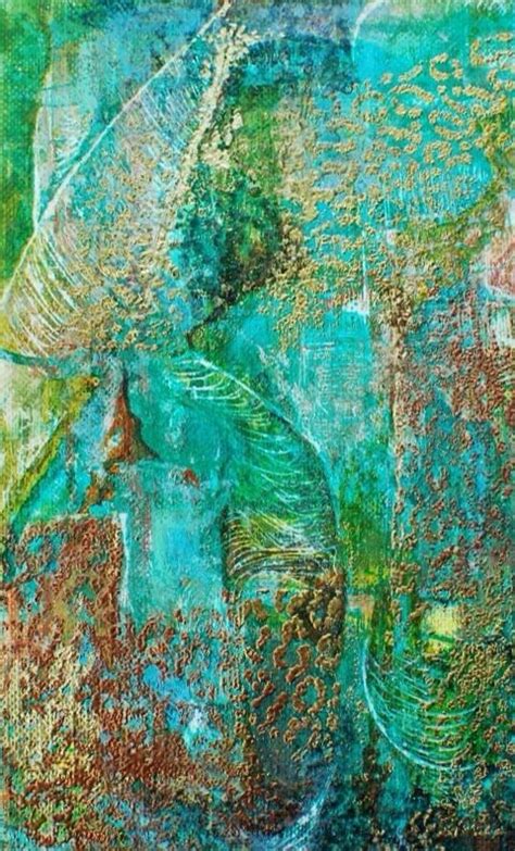 Teal Sage Gold And Bronze Abstract Study Acrylic And Mixed Media