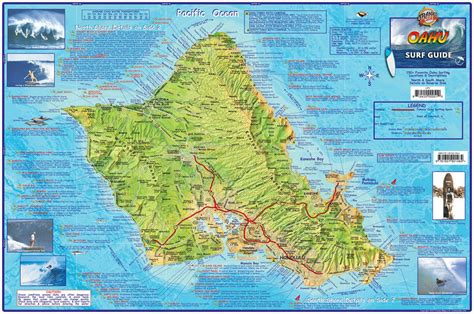 Oahu Surf Map Laminated Poster Franko Maps