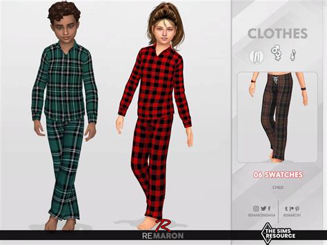 Remarons Pajamas Pants 01 For Child Sim Plaid Pajamas Boys Pajamas