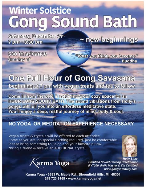Gong Sound Bath Winter Solstice Dec 21 Karma Yoga Bloomfield Hills