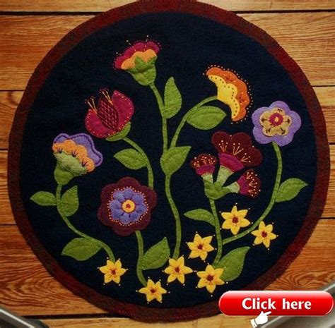 Wool Applique Pattern Andor Kit Jacobean Flowers Table Runner Penny