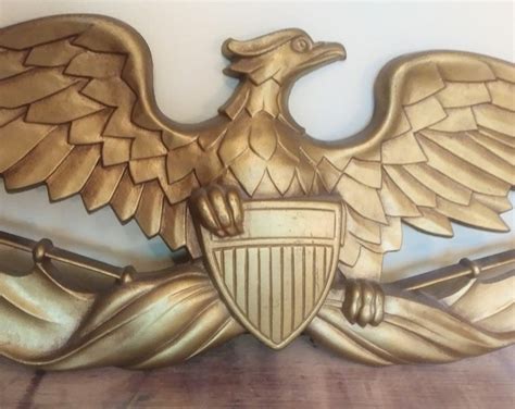 sexton american gold eagle with shield and flag wall hanging etsy