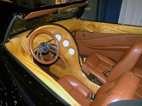 Awesome Carved Wood Interior On A Hot Rod Custom Car Interior