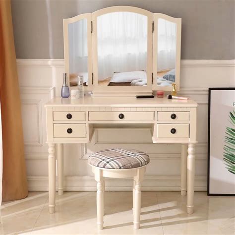 Makeup Vanity With Drawers And Lighted Mirror Hollywood Dressing