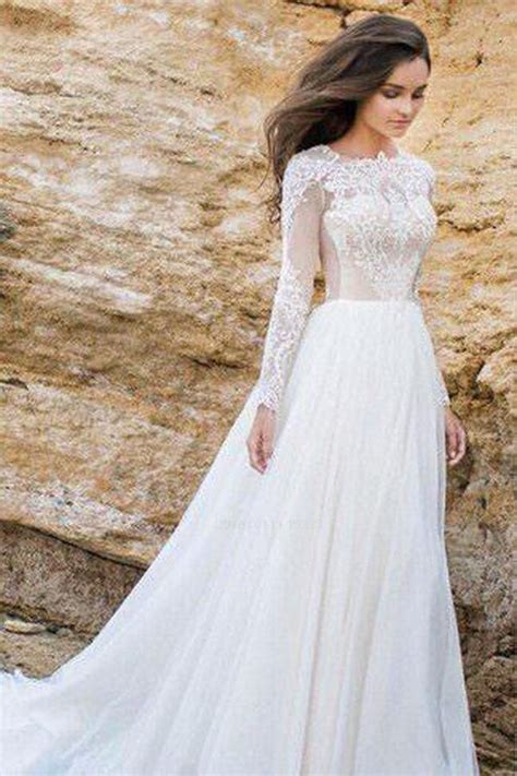 Simple Lace Wedding Dress With Sleeves