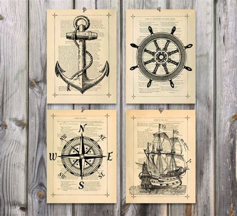 nautical art poster print set antique drawing by eebookprints 29 99 posters art prints