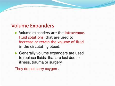 Plasma Volume Expanders