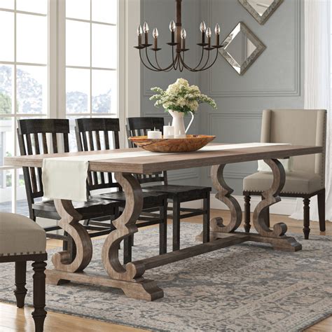 Beautiful Farmhouse Wood Dining Table Elegant Decorative Trestle Base