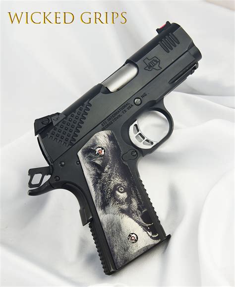 Custom 1911 Officers Compact Pistol Grips Wolf Wicked Grips Custom