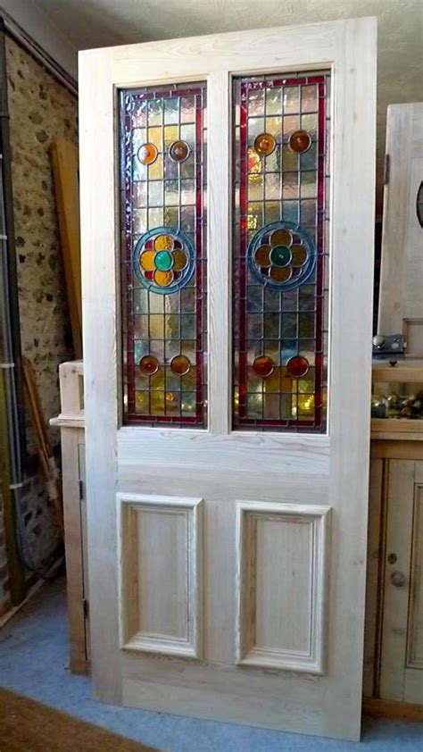A Beautiful Victorian Style 2 Panel Stained Glass Front Door Stained