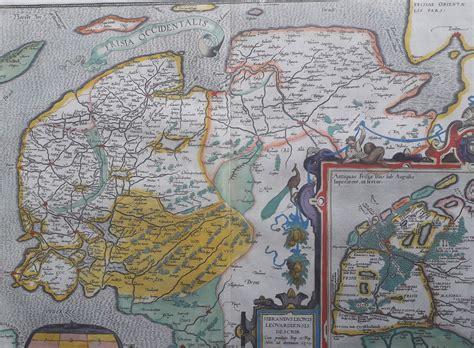 Old Map Of West Friesland And Groningen By Abraham Ortelius 1579 1595 Theatrum Orbis Terrarum