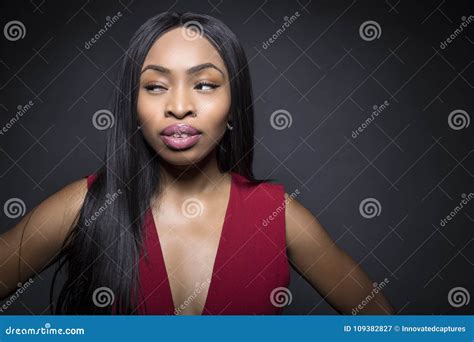 Black Female Confident Facial Expressions Stock Image Image Of Bossy Cocky 109382827
