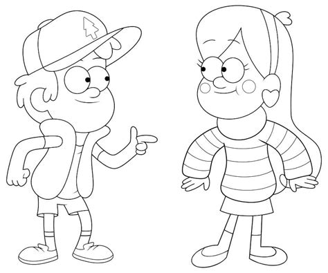 Gravity Falls Mabel With Dipper Coloring Page Download Print Or