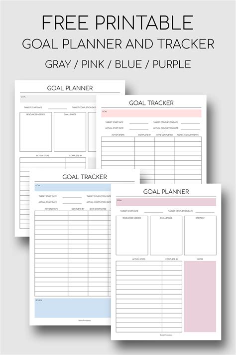 Printable Goal Planner And Tracker Goal Planner Printable Free Goal