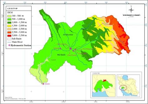 Roodzard River Sub Basins Altitude Values And Hydrometric Stations