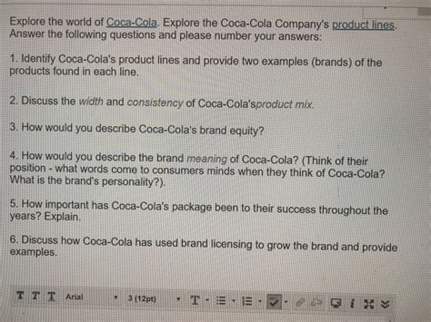 Solved Explore The World Of Coca Cola Explore The Coca Cola Chegg Com