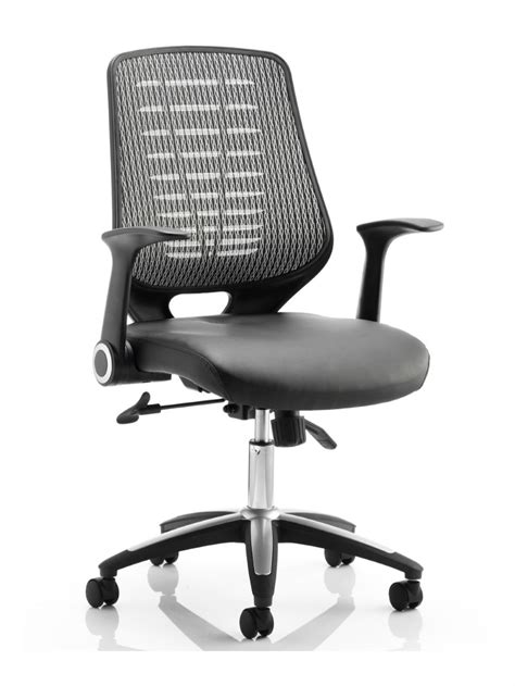 Office Chairs Relay Silver Mesh Office Chair W Leather Seat 121