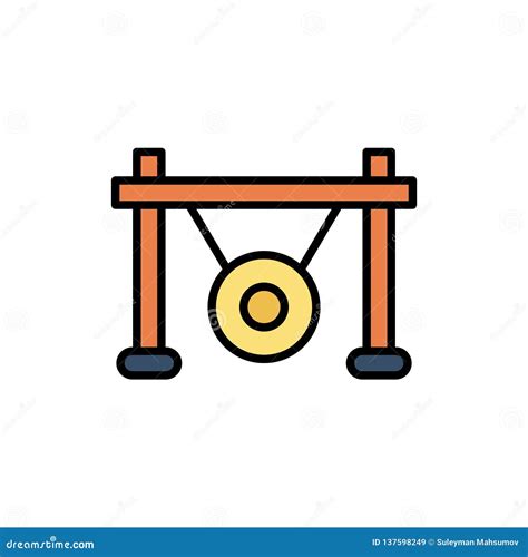 Gong Flat Vector Icon Sign Symbol Stock Vector Illustration Of Metal