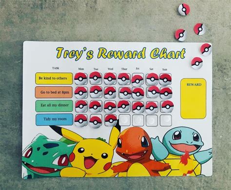 Pokemon Reward Chart Etsy Uk