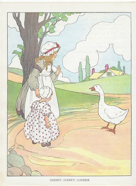Nursery Rhyme Wall Art Mother Goose Illustration Goosey Etsy Old