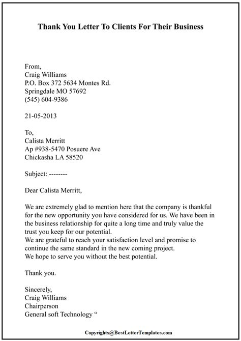 Sample Thank You Letter To Client Template Pdf