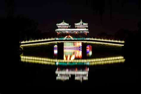Traditional Chinese Pavilion Bridge Reflection Stock Photo Download