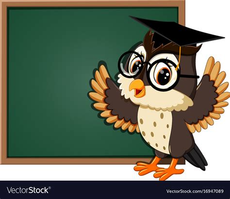 Owl Teacher At Blackboard Royalty Free Vector Image