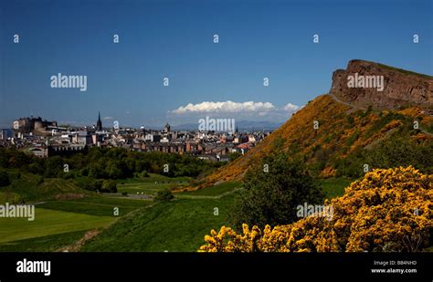 View Of Salisbury Crags And Edinburgh City From Holyrood Park