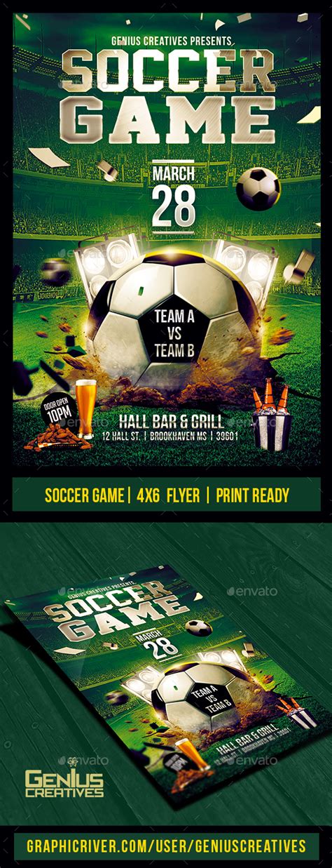 Soccer Game Flyer Template Psd By Geniuscreatives Graphicriver