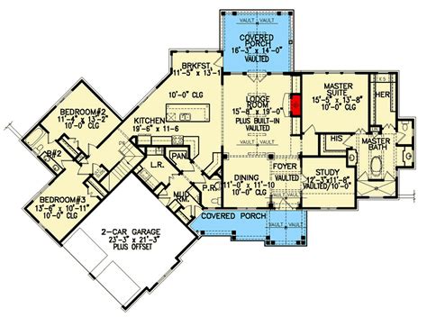 3 Bed Modern Craftsman House Plan With Angled Garage 25640ge