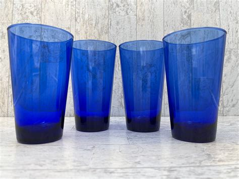 Vintage Glass Tumblers Refreshers Cobalt Blue By Anchor Hocking Set