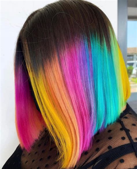 40 Crazy Hair Colour Ideas To Try In 2022 Rainbow With Dark Roots I