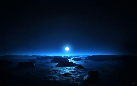 Sea And Moon At Mid Night Wallpapers Hd Wallpapers Id 9928