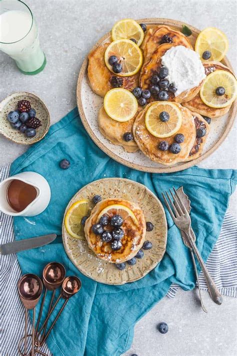 Blueberry Lemon Pancakes Fluffy Greek Yogurt