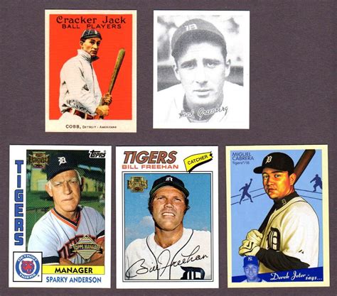 Detroit Tigers 5 Card Heros And Hall Of Famer Reprint Baseball Lot