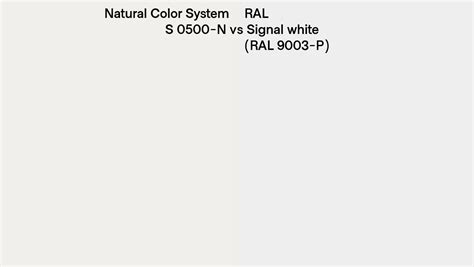 Natural Color System S 0500 N Vs RAL Signal White RAL 9003 P Side By