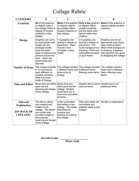 Eng U Collage Rubric Doc Collage Rubric Category Cre Vrogue Co