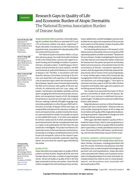 National Eczema Association Audit Of Atopic Dermatitis Disease Burden