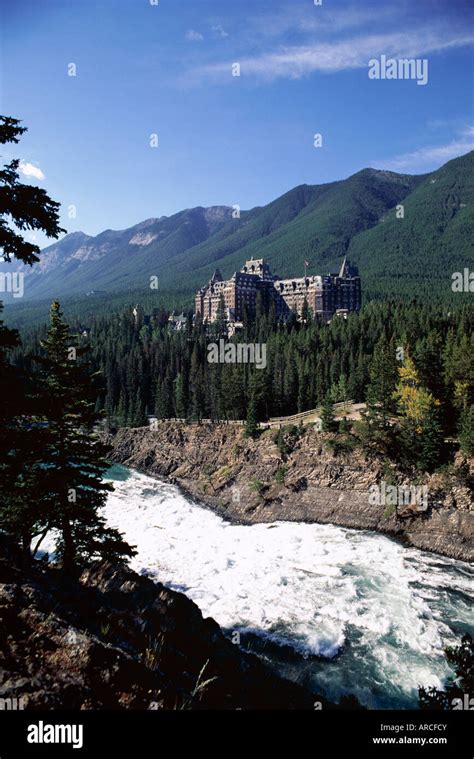 Bow River And Banff Springs Hotel Banff National Park Rocky Mountains