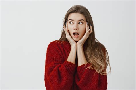 Free Photo Woman Found Out Shocking News Wanting To Tell Someone Portrait Of Good Looking