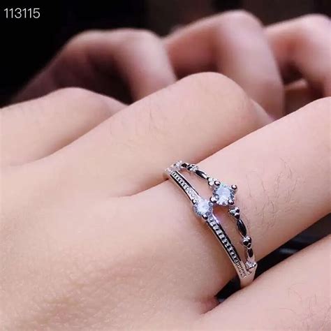Meibapj Glittering Moissanite Gemstone Classic Simple Ring For Women