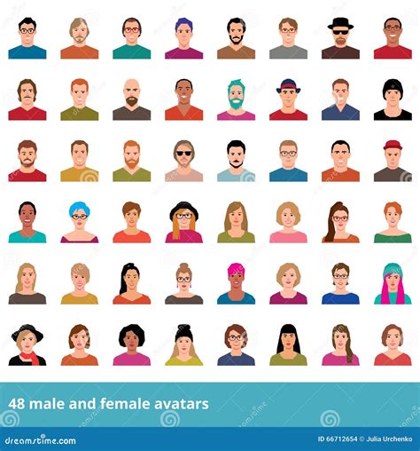 Large Set Of Avatars Various Male And Female Stock Vector