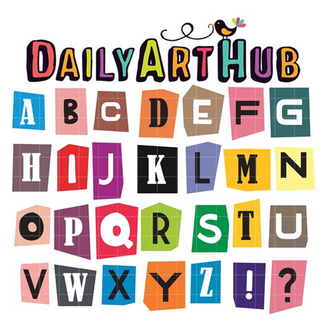 Alphabet Stickers Of Magazines Clip Art Set Daily Art Hub Free Clip