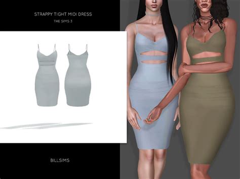 The Sims Resource Strappy Midi Dress
