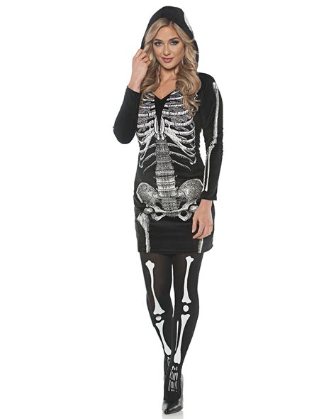 Skeleton Hooded Dress For Halloween Horror