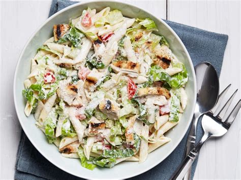 Barbecued little gems with cucumber, white beans, and tahini. Chicken Caesar Pasta Salad Recipe | Food Network Kitchen ...